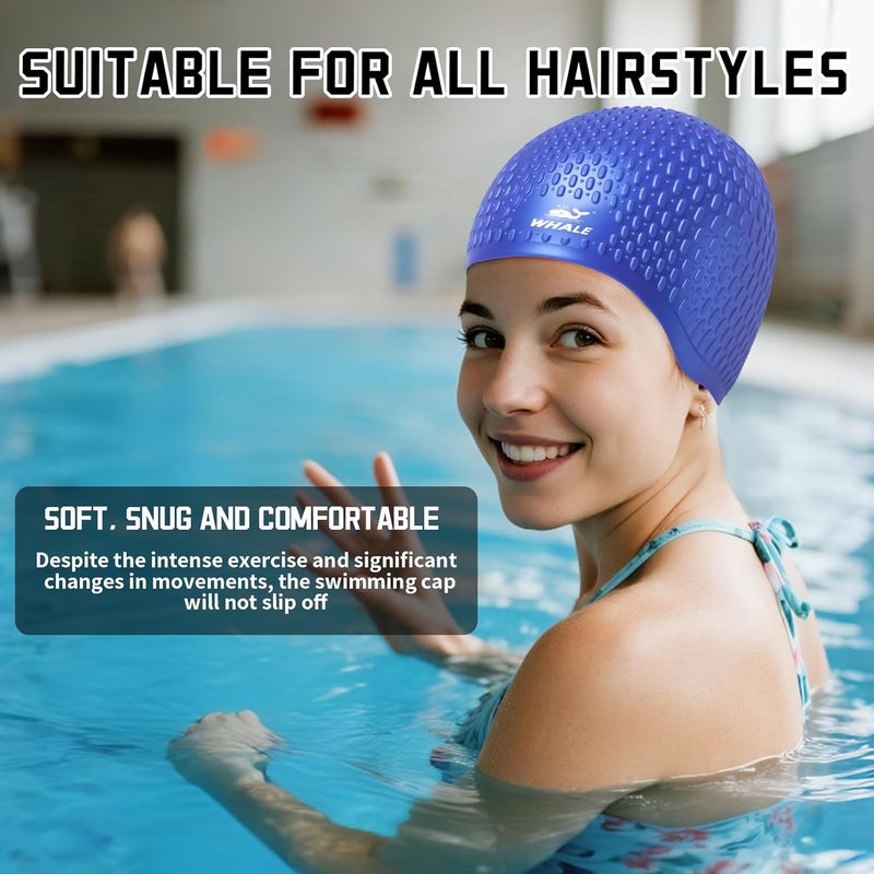 Whale Whlae Extra-Large Swim Cap, Featuring A Durable Silicone Strap and Waterproof Ear Design, Suitable for Long Hair, Thick Curly Hair and African Braids - Image 4